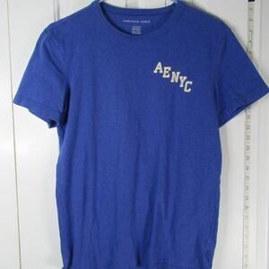 American Eagle Blue Short Sleeve Shirt with AENYC Symbol